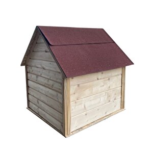 Pet Suya Soğuğa Dayanıklı Lüks Büyük Boy Ahşap Köpek Kulubesi Sokak Köpek Evi Kırmızı Çatılı 100x100x78 Cm