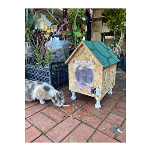 Narım Kedi Evi, Yerden Yüksek Kedi Yuvası, Su Ve Isı Yalıtımı İç Ve Dış Mekan Kedi Barınağı 33x38x40cm - Monteli Teslimat