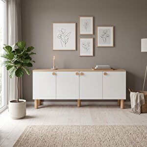 Bohem Konsol 182cm Meşe - Beyaz
