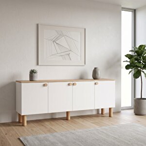 Bohem Konsol 182cm Meşe - Beyaz