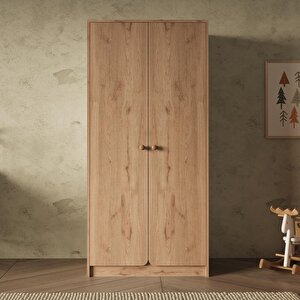 Kg2150 Daffy İki Kapaklı Gardırop Sepet Askılı Ve Raflı Geniş İç Hacimli Bebek Odası Gardırobu
