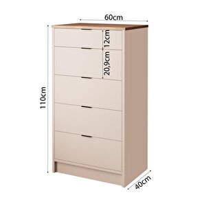 T5080 Geniş Dolaplı Diena Makyaj Masası Seti Sepet-kumtaşı - Aynalı, Raflı Ve Geniş 5 Çekmeceli