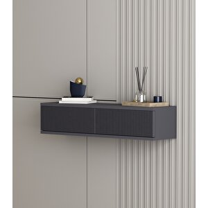 Karya 90 Cm Duvara Monte 2 Kapaklı Raflı Makyaj Masası Dresuar Antrasit Antrasit