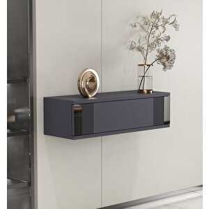 İris 70cm Duvara Monte Kapaklı Raflı Modern Dresuar Antrasit-Gümüş Antrasit Gümüş