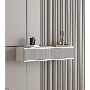 Karya 90 Cm Duvara Monte 2 Kapaklı Raflı Makyaj Masası Dresuar Beyaz Beyaz