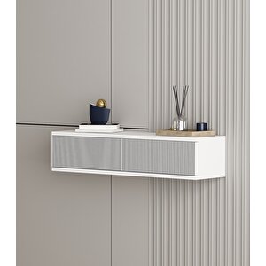 Karya 90 Cm Duvara Monte 2 Kapaklı Raflı Makyaj Masası Dresuar Beyaz Beyaz