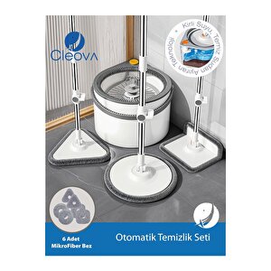 Yeni Tasarım Otomatik 360° Döner Mop Ve Temizlik Seti, 3 Başlıklı Paspas Mop