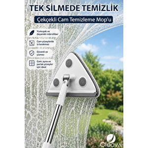 Üçgen Başlıklı Çekpas Özellikli Cam Temizleme Mop'u