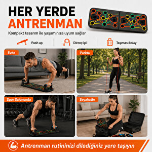 Relaxus Katlanabilir Şınav Tahtası Direnç Bandı Ab Roller El Yayı Atlama İpi Karın Göğüs Egzersiz Aleti Seti