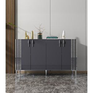 Venedik 120 Cm Konsol Tv Sehpası Çok Amaçlı Dolap Antrasit-Gümüş Antrasit - Antrasit