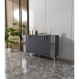 Venedik 120 Cm Konsol Tv Sehpası Çok Amaçlı Dolap Antrasit-Gümüş Antrasit - Antrasit