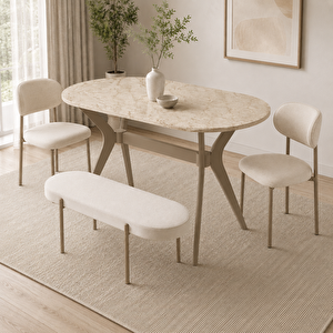 Bing 70x120 Masa + 100 Cm Bench + Sandalye, Masa Seti
