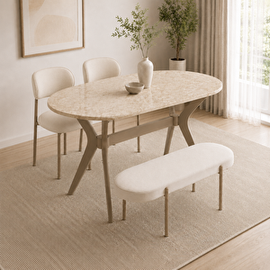 Bing 70x120 Masa + 100 Cm Bench + Sandalye, Masa Seti