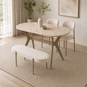 Bing 70x120 Masa + 100 Cm Bench + Sandalye, Masa Seti