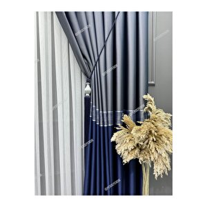 Pano Fon Elegans Seri Versace Desen Lacivert Gümüş Gri 90x250 cm