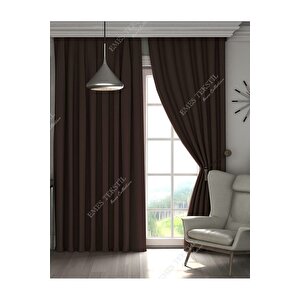 Lüks, Acı Koyu Kahverengi Blackout Kalın Karartma Güneşlik Perde (en X Boy Pilesiz Tek Kanat) 400x250 cm