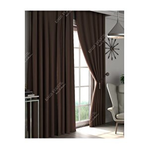 Lüks, Acı Koyu Kahverengi Blackout Kalın Karartma Güneşlik Perde (en X Boy Pilesiz Tek Kanat) 400x250 cm