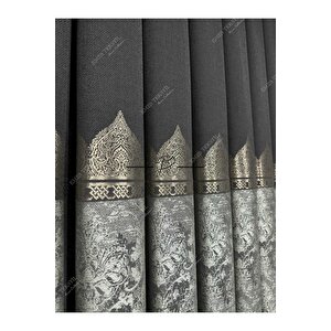 Fon Perde (siyah-gold) Tac Mahal Desen Siyah Gold 100x250 cm