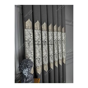 Fon Perde (siyah-gold) Tac Mahal Desen Siyah Gold 100x250 cm