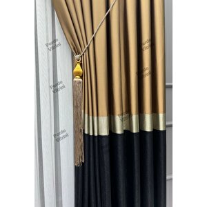 Vera Desen Pano Fon Perde Kahverengi-siyah 90x275 cm