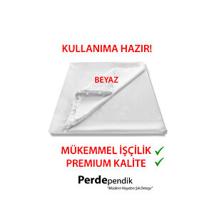 Güneşlik Perde Beyaz Lüx Kalın Saten Ütü Istemez 1.kalite Kullanıma Hazır Perde 500x250 cm