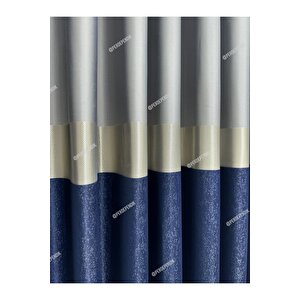 Pano Fon Perde Elegans Seri Azra Desen Lacivert Gold Gri 80x280 cm