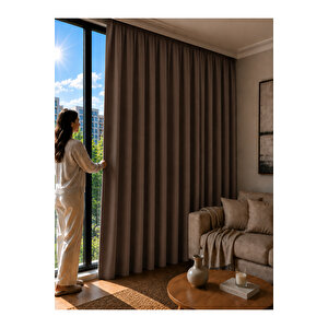 Dark Blackout Vizon Karartma Fon Perde Güneş Işık Geçirmez Pilesiz Tek Kanat Tül Perde 300x210 cm