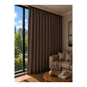 Dark Blackout Vizon Karartma Fon Perde Güneş Işık Geçirmez Pilesiz Tek Kanat Tül Perde 300x210 cm