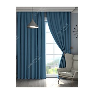Perdependik Lüks,indigo Mavisi Blackout Kalın Karartma Güneşlik Perde (en X Boy Pilesiz Tek Kanat) 180x250 cm