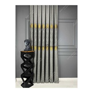 Fon Perde (koyu Gri) Tac Mahal Desen 100x255 cm