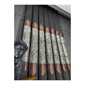 Fon Perde (siyah-bakır) Tac Mahal Desen Siyah Bakır 100x270 cm