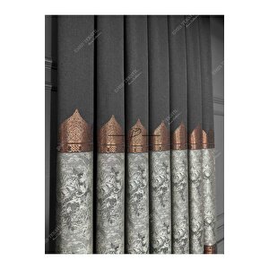 Fon Perde (siyah-bakır) Tac Mahal Desen Siyah Bakır 100x270 cm