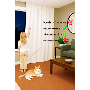 Ekru Kırık Beyaz Krem Güneşlik Perde Saten Kalın 1. Sınıf Kullanıma Hazır Kırık Beyaz/ekru 230x180 cm