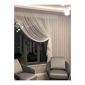 Adet Kruvaze Perde Tül Fon Toplama Halat Kordon Braçol 300cm Krem-ekru 100x300 cm