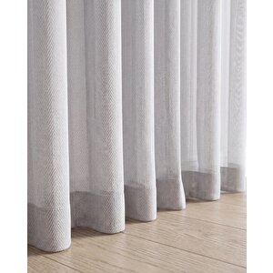 Balıksırtı Gri Renk S Pile Tül Perde 1x3 Sık Pile - Kornişe Hazır - Özel Ölçü 200x260 cm