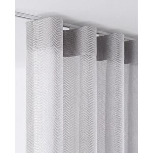Balıksırtı Gri Renk S Pile Tül Perde 1x3 Sık Pile - Kornişe Hazır - Özel Ölçü 150x240 cm