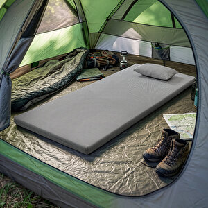 Nomad Yastık Hediyeli Full Ortopedik Taşınabilir Kamp Yatağı 6 Cm (±1) 80x190 Gri Antrasit Gri