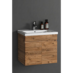 Çiğdem 65 Cm Atlantik Çam Mdf Seramik Lavabolu Asma Banyo Alt Dolabı