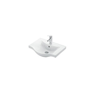 Lilyum 55 Cm Beyaz Mdf Pk-109 Balon Kapak Seramik Lavabolu Asma Banyo Dolabı Takımı