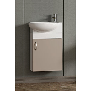 Lale 45 Cm Beyaz-selenit Mdf Seramik Lavabolu Asma Alt Banyo Dolabı