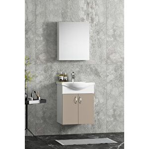 Yıldız 50 Cm Selenit Mdf Seramik Lavabolu Asma Banyo Dolabı Takım 50 cm