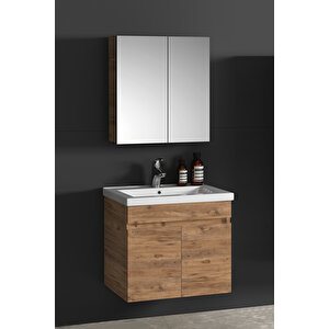 Çiğdem 55 Cm Atlantik Çam Mdf Seramik Lavabolu Asma Banyo Dolabı Takımı