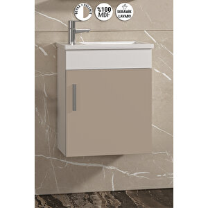 Lale 42x24 Cm Beyaz-selenit Mdf Seramik Lavabolu Asma Banyo Alt Dolabı