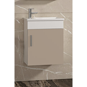Lale 42x24 Cm Beyaz-selenit Mdf Seramik Lavabolu Asma Banyo Alt Dolabı