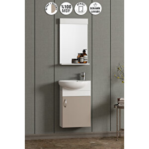 Lale 45 Cm Beyaz-selenit Mdf Seramik Lavabolu Asma Banyo Dolabı Takımı 45 cm