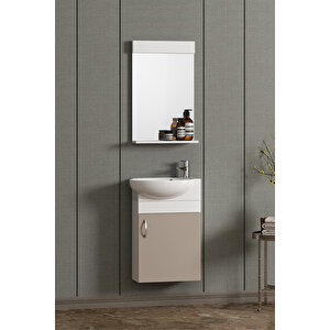 Lale 45 Cm Beyaz-selenit Mdf Seramik Lavabolu Asma Banyo Dolabı Takımı 45 cm