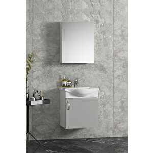 Yıldız 45 Cm Beyaz-sis Gri Mdf Seramik Lavabolu Asma Banyo Alt Dolabı
