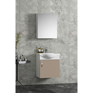 Yıldız 45 Cm Beyaz-selenit Mdf Seramik Lavabolu Asma Banyo Dolabı Takım 45 cm