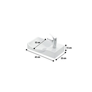 Lale 45 Cm Beyaz-sis Gri Mdf Seramik Lavabolu Asma Banyo Dolabı Takımı 45 cm