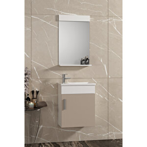 Lale 42x24 Cm Beyaz-selenit Mdf Seramik Lavabolu Asma Banyo Dolabı Takımı 42 cm